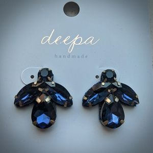 Sapphire blue rhinestone earrings
